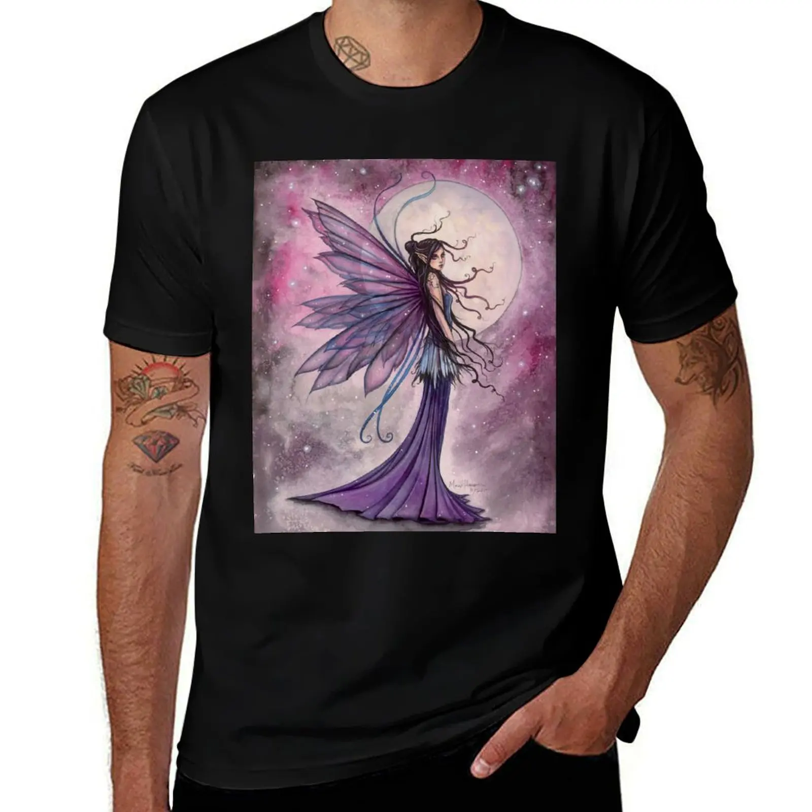 

Starlit Amethyst Fairy Fantasy Art by Molly Harrison T-Shirt t shirt man designer man t shirt graphic T-Shirt