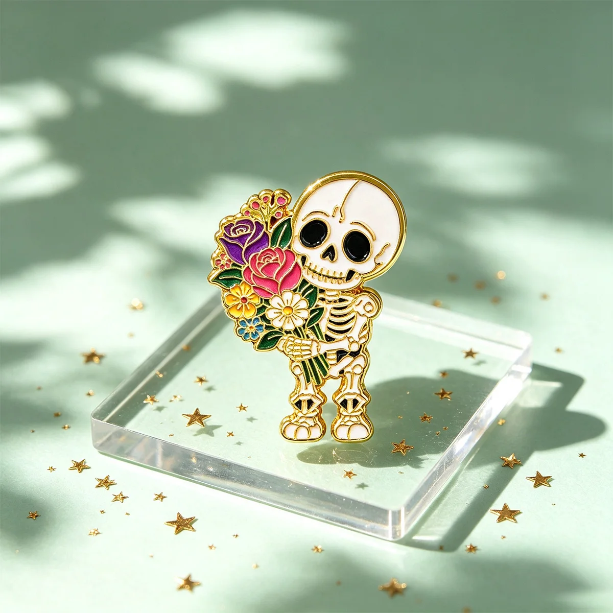 9-teiliges Set Niedliche Skelett-Emaille-Pins, Gothic-Rosenblüten-Brosche, Anstecknadeln für Rucksäcke, Accessoires, Schmuck, Geschenk für Freunde – Detail 6