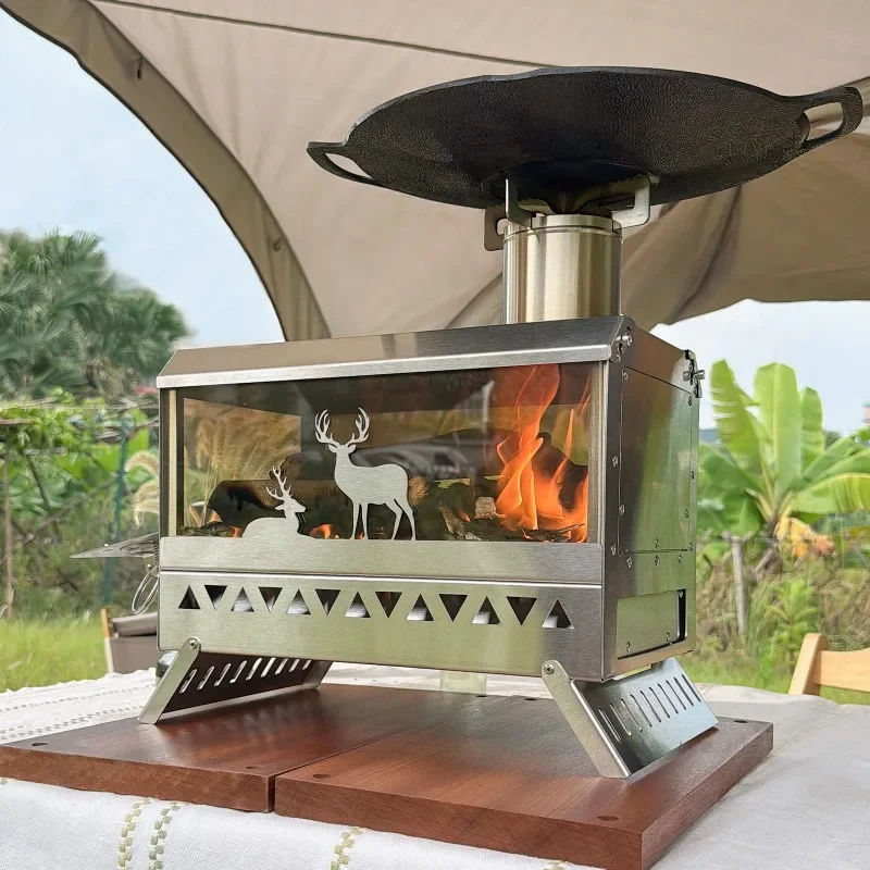 Special for outdoor camping, wood stove, tent stove, heating stove, easy to fold and carry, multi-functional desktop firewood