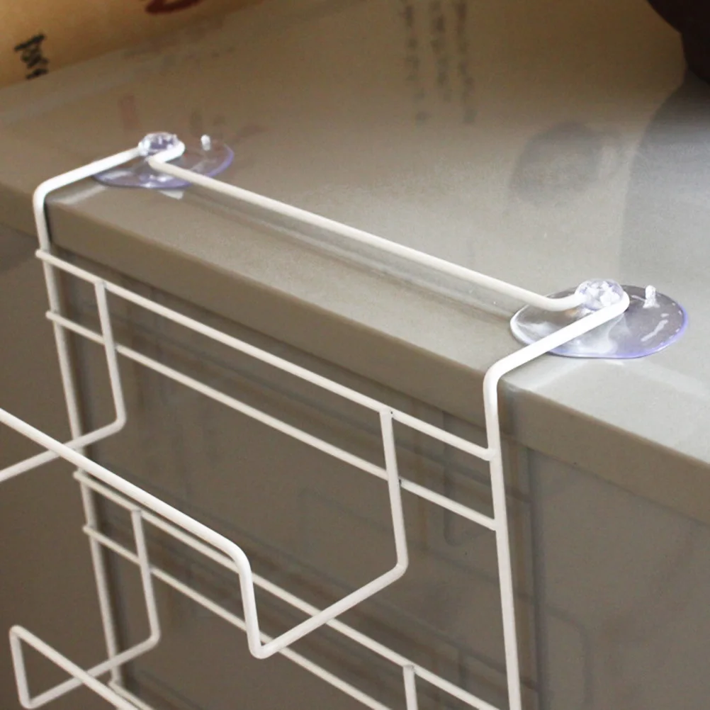 

Fridge Side Storage Rack Wire 3 Tier Solid Organizer Suction Cup Storage Shelf for Refrigerator Fridge Rack