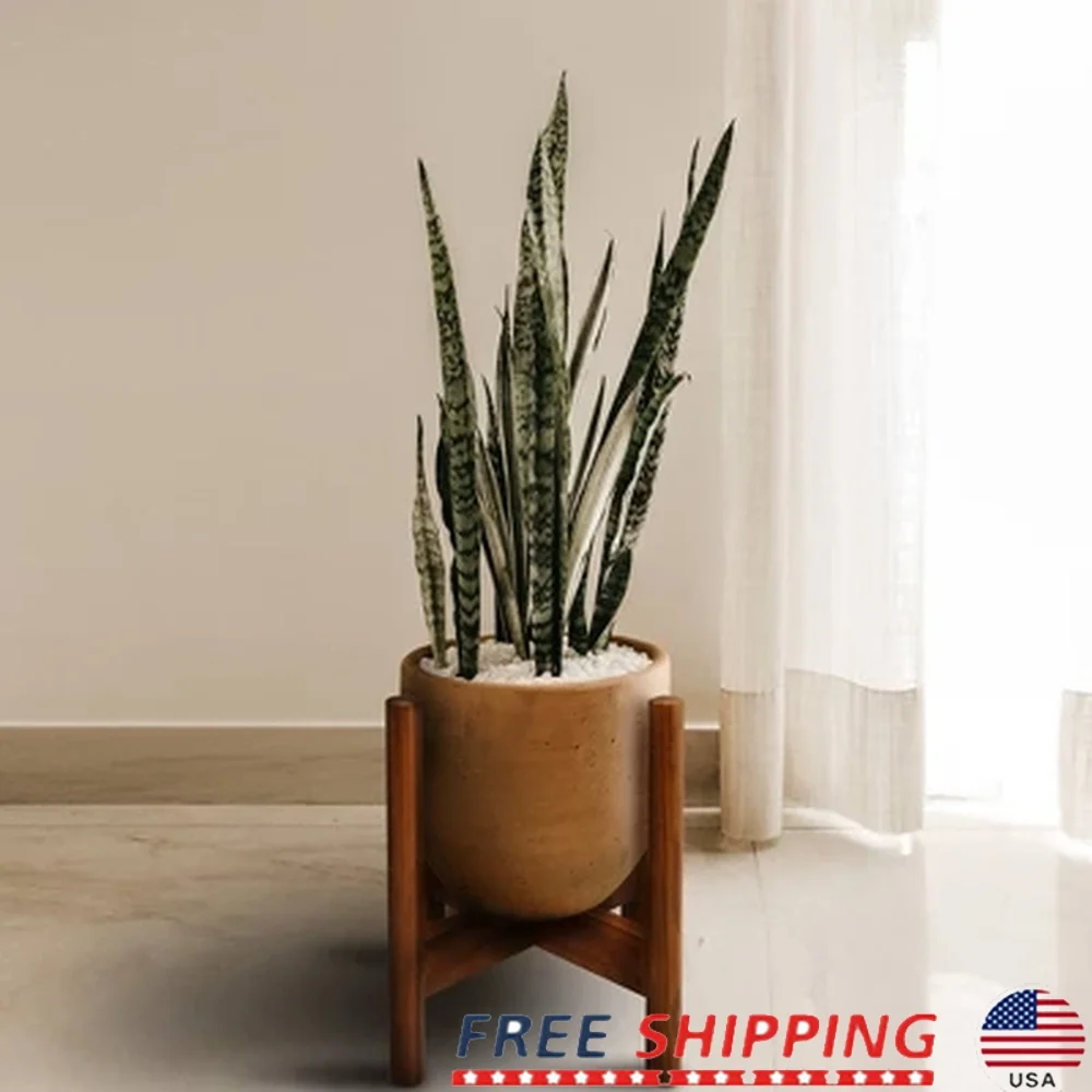 

Wooden Plant Stand Indoor Use Vintage Mahogany Cross Leg Design Holds 8 to 12 Inch Pots Durable Solid Construction Freestanding