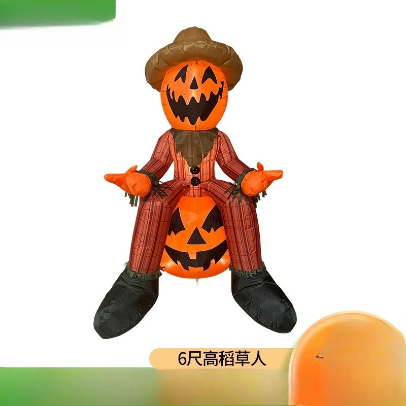 Halloween Thriller Horror Atmosphere Decorative Ornament 6-Foot High Scarecrow Glowing Air Model