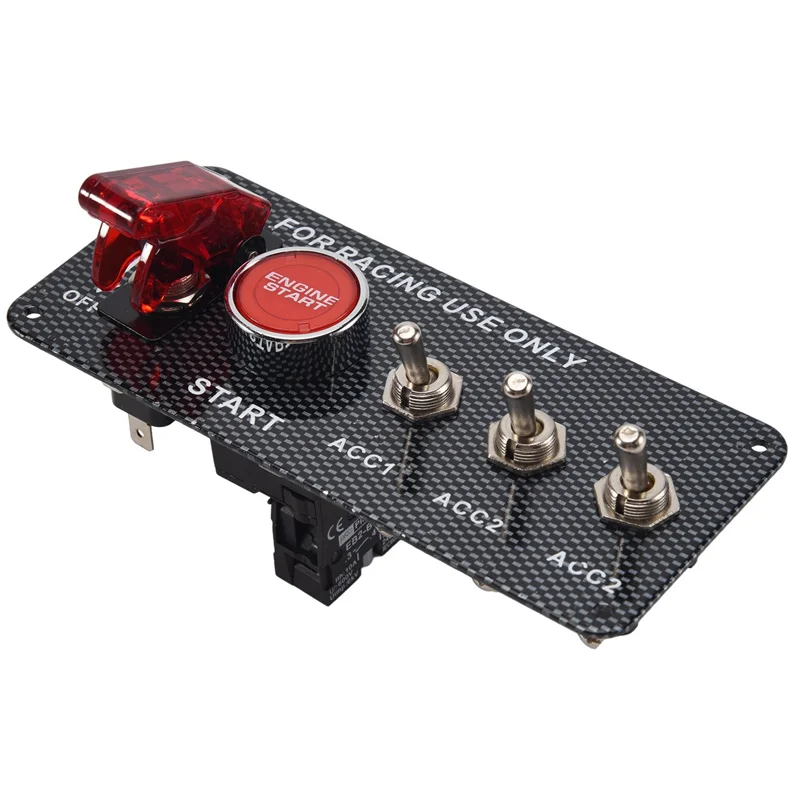 A96E-4X 12V Car Ignition Switch Engine Start Push Button 3 Toggle Racing Panel