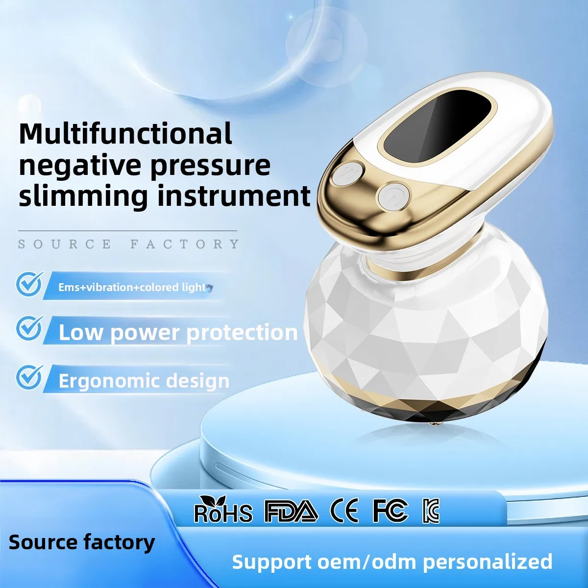 Negative Pressure Slimming Instrument EMS Micro-current Hot Compress Massager Vacuum Adsorption Fat Blasting Instrument