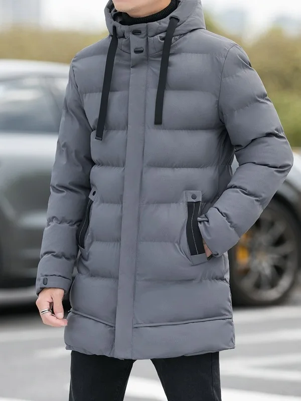 

Men's Thiened Medium to Long Casual Long Sve Coat with Hood Other Material 00% Comfortable Fit Chinese Production