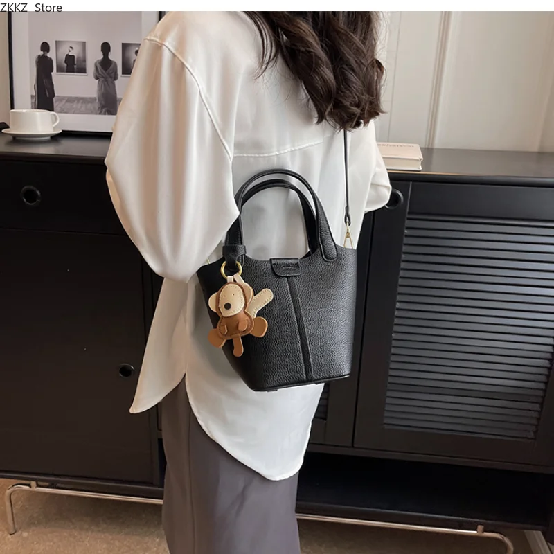 2 Sets Classical Scarf Bucket Bag Women Luxury Handbag Green Fashion Pu Leather Shoulder Crossbody Bag Shopper Female Tote Bag