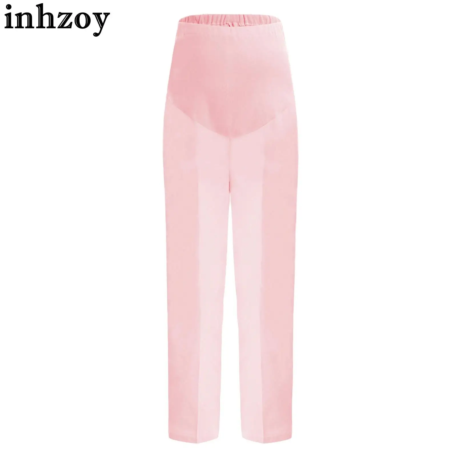 

Pregnant Woman Solid Color Casual Belly Support Pants Maternity Adjustable Elastic Waistband Nurse Trousers Daily Wear Workwear
