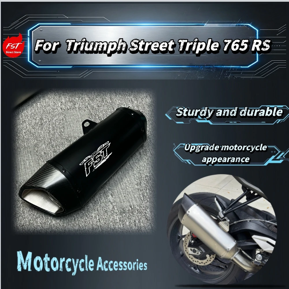 For Triumph Street Triple 765 RS FST Mid Rear Exhaust Pipe, Removable Insert, Reduce Back Pressure, Boost Response Moto Escape