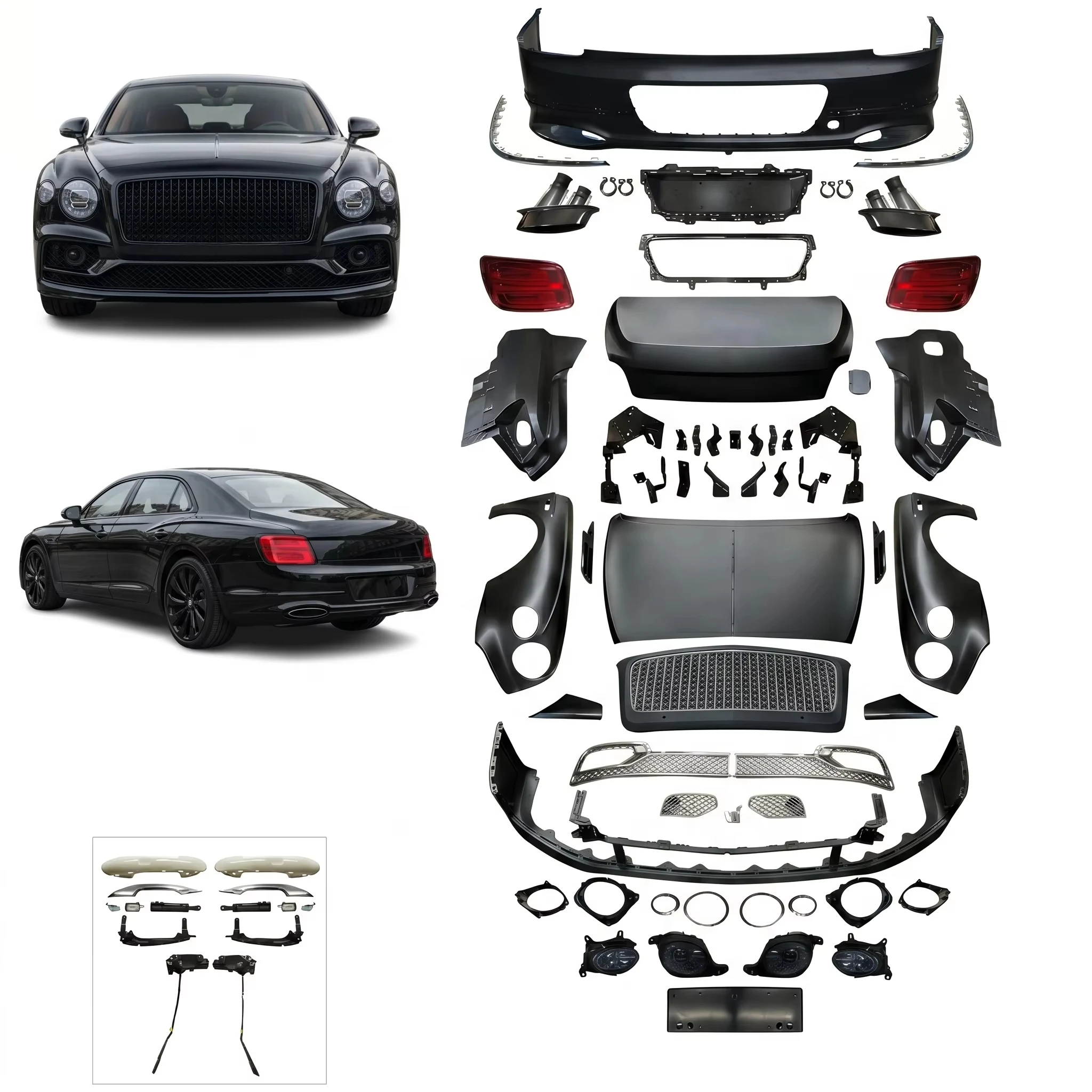 Fit for 2005-2019 for Bentley Flying Spur Full Body Kit Upgrade to 2020 Style Complete Conversion Set