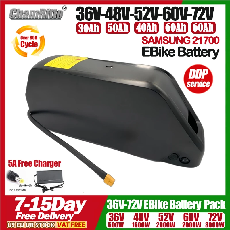 

Аккумулятор для электрического велосипеда 36 В 48 В 52 В 25 Ач 30 40 Ач 50 Ач 60 Ач Литиевый аккумулятор ebike Hailong 60 В 72 В 1000 Вт 2000 Вт 3000 Вт Комплект для переоборудования