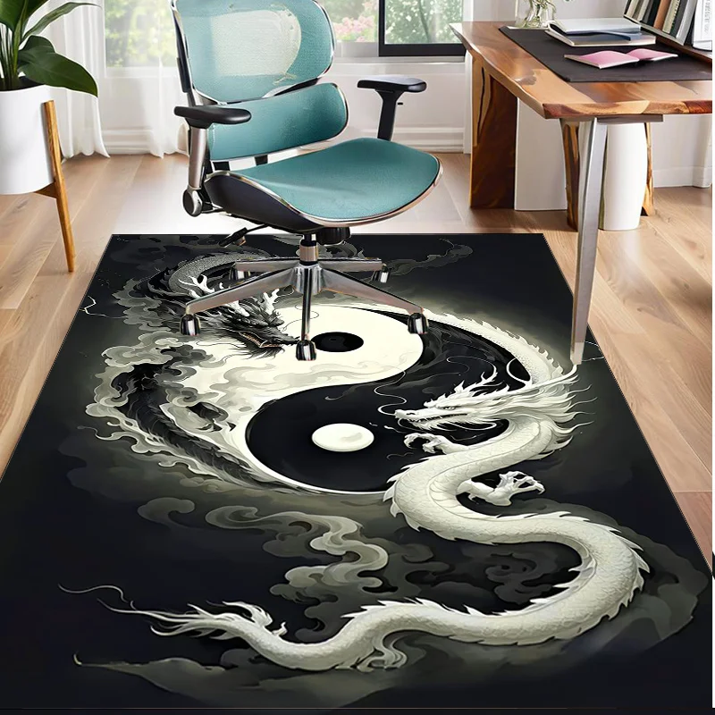 Yin Yang Dragon Rug for Home Decor - Unique Artistic Design, Modern Living Room Carpets with Chinese Symbolism