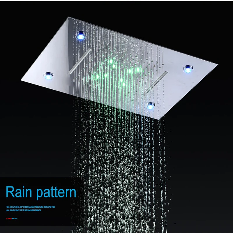 High Flow Bathroom LED Shower Faucets Waterfall Massage Rainfall Thermostatic Mixer System 2'' body jets