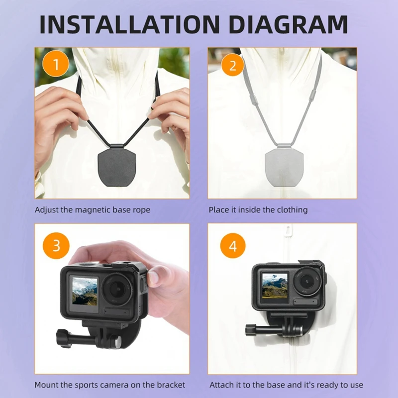 Magnetic Mount Stand With Lanyard For Gopro/Action/Insta 360/Pocket Neck Strap Action Camera Accessories-WMAN