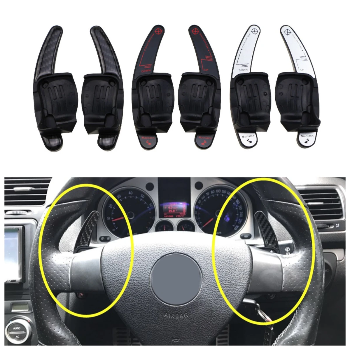 

2pcs Steering Wheel Shift Paddle Cover Shifter Extension Car Parts for Volkswagen Golf 5/6/Polo/Jetta