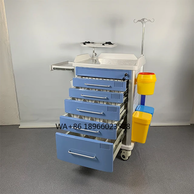 

Hospital ABS Emergency Trolley Crash Cart moveable hospital medicine emergency service vehicle for Hospital use