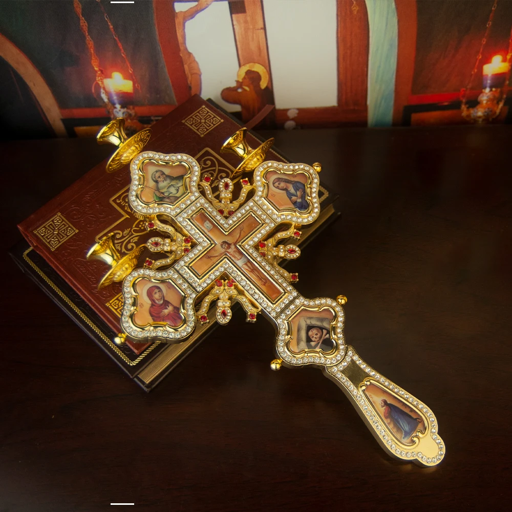 Orthodoxes Kreuz Kirchen-Baptisten-Zubehör Messelkerzenhalter mit Hochwertigem Sockel Handgefertigt mit Exquisiter Geschenkbox-Verpackung – Detail 8