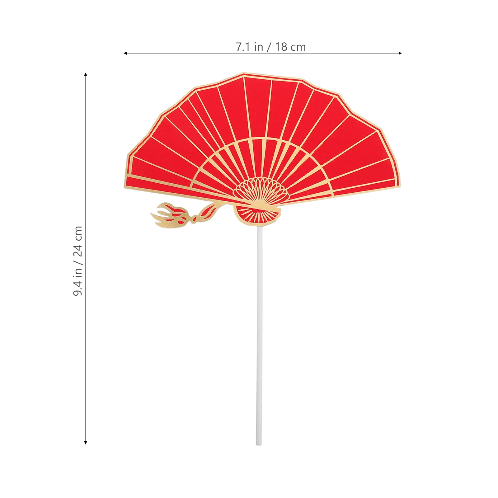 

5 set Fan Shaped Cake Topper Chinese Style Food Grade Red Lightweight Party Supplies Cupcake Wedding Event Decorations