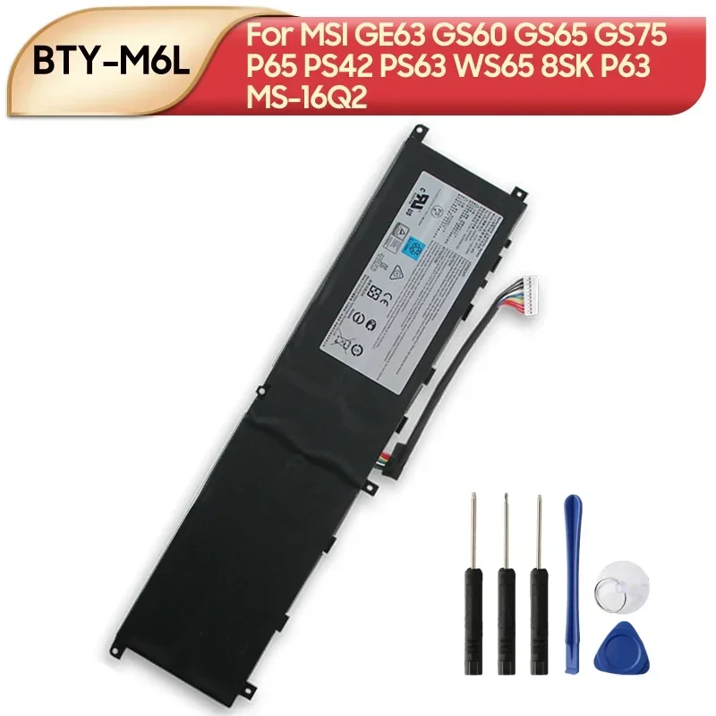 5280mAh Laptop Replacement Battery BTY-M6L For MSI GE63 GS60 GS65 GS75 P63 P65 P75 PS42 PS63 WS65 8SK MS-16Q2 MS-16Q3 MS-16Q4