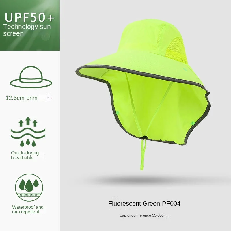 Outdoor UPF50+ Sun Hat Wide Brim Mesh Fishing Hat with Neck Flap