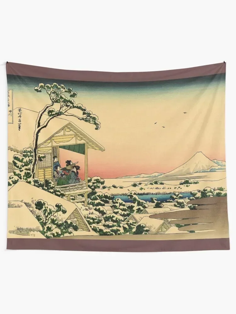 Japanese teahouse at Koishikawa the morning after snowfall Tapestry Wall Decor Home Decoration Tapestry