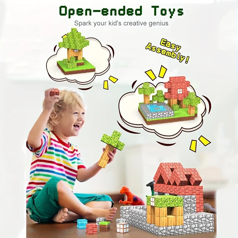 240PCS Magnetic Building Blocks World Cube ชุดแม่เหล็กสําหรับเด็กอายุ 3 + DIY รุ่นเด็กออกกําลังกายคิดความคิดสร้างสรรค์ของขวัญ 12 ตุ๊กตา