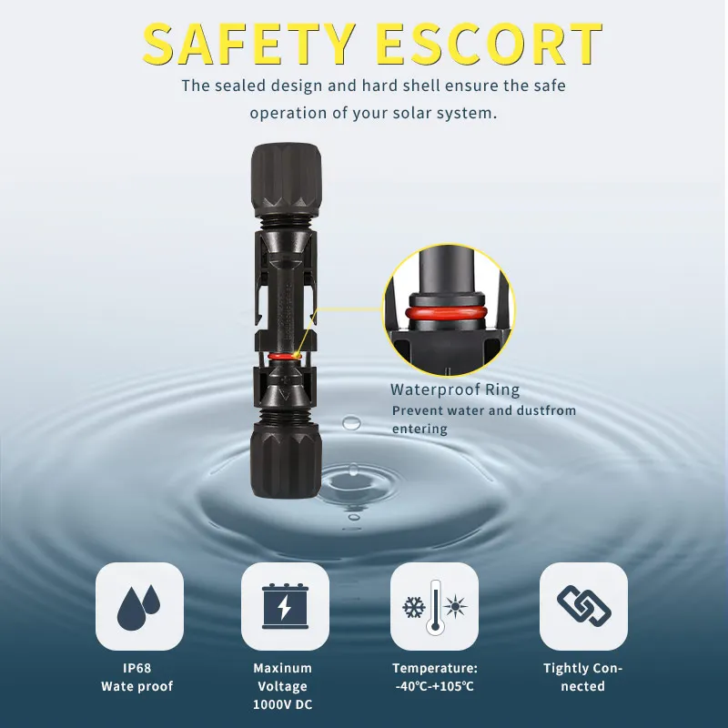 XIONGISOLAR  Solar IP68 DC Plug and play Connector 1000V 35A with Solar Panel Cable Waterproof Dustproof Connectors Male/Female
