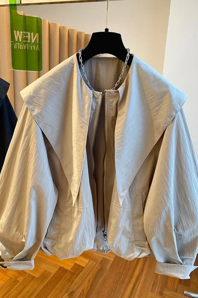 루즈핏 긴팔 샤프 칼라 여성 셔츠 가을 패션 플러스 사이즈 빅 칼라 탑 유럽 스타일 플러스 사이즈 여성 셔츠