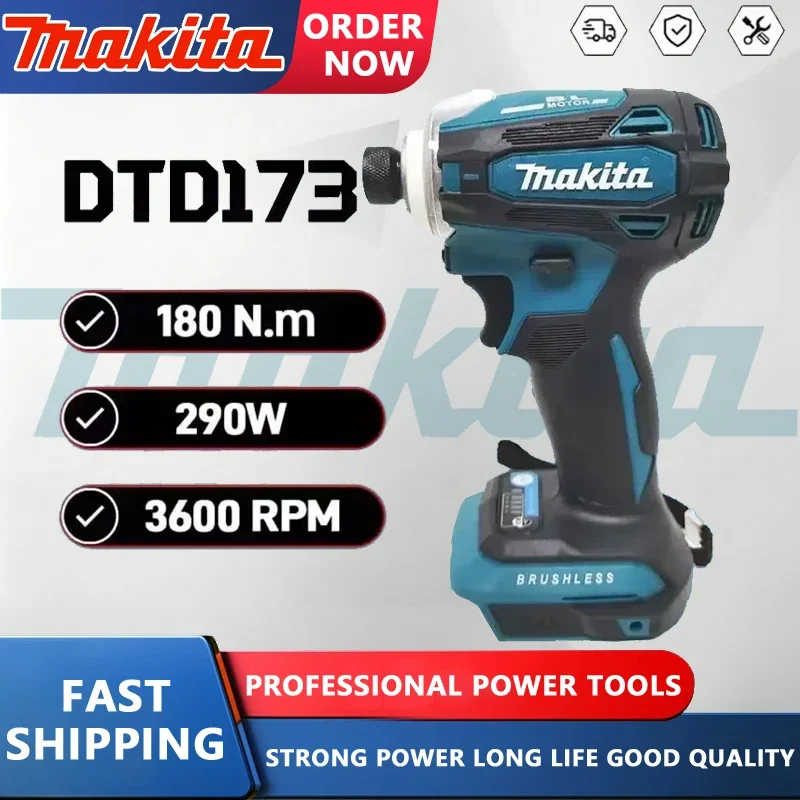 

Аккумуляторный ударный шуруповерт Makita DTD173 18В, 180Нм, с бесщеточным двигателем, электрическая дрель для дерева/болтов/Т-режима, беспроводная дрель, бытовой инструмент