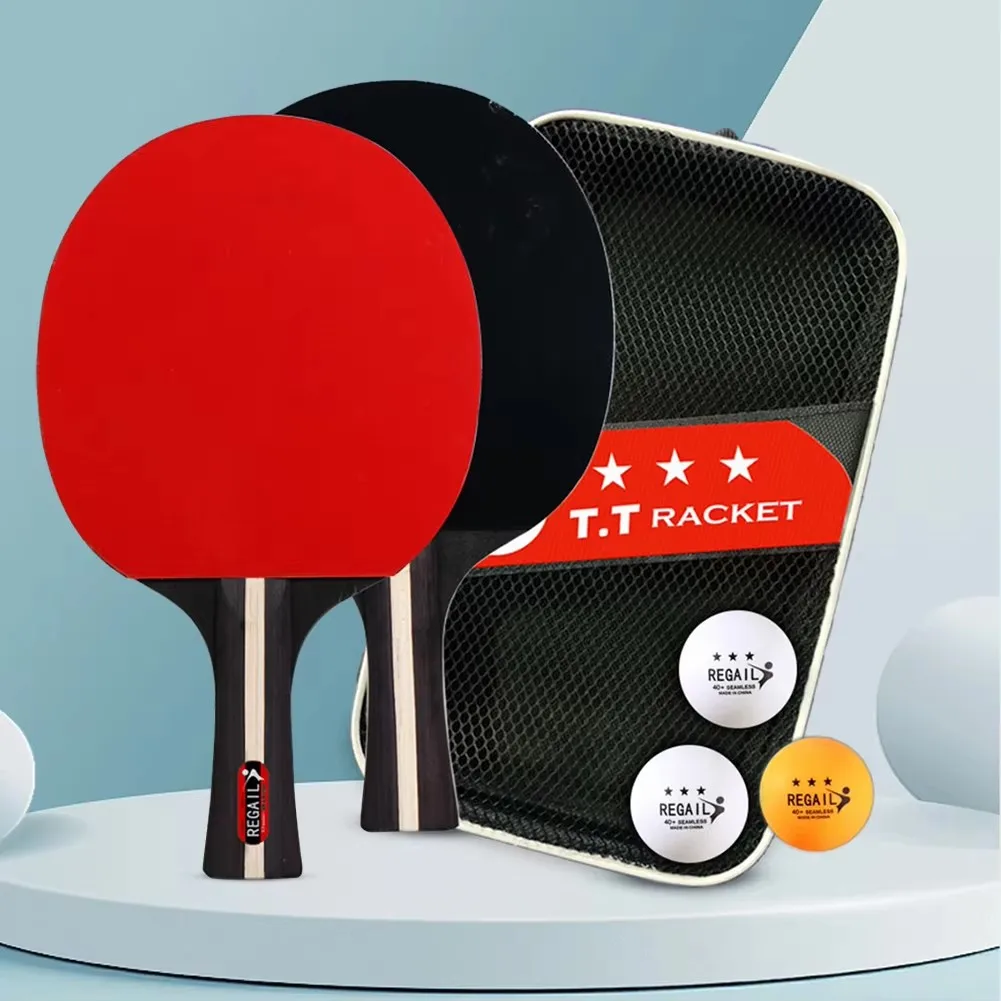 1Set Table Tennis Racket 2 Rackets & 3 Balls Table Tennis Paddles Professional Ping Pong Paddle with Bag