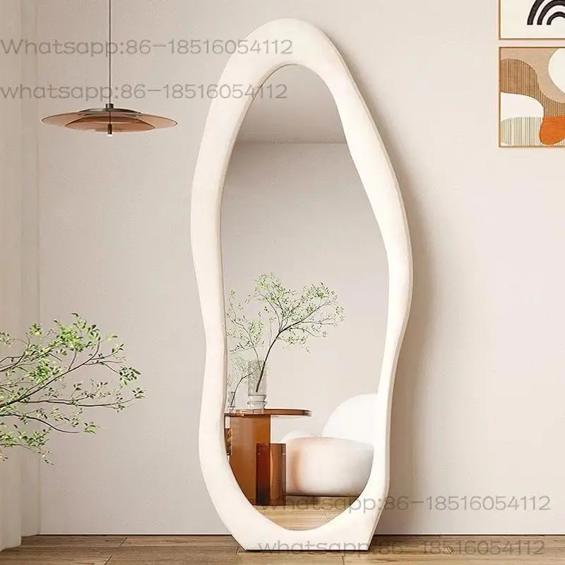 Modern full-length mirror wrapped makeup mirror irregular bedroom hotel flannel for girls 160cm glass wall