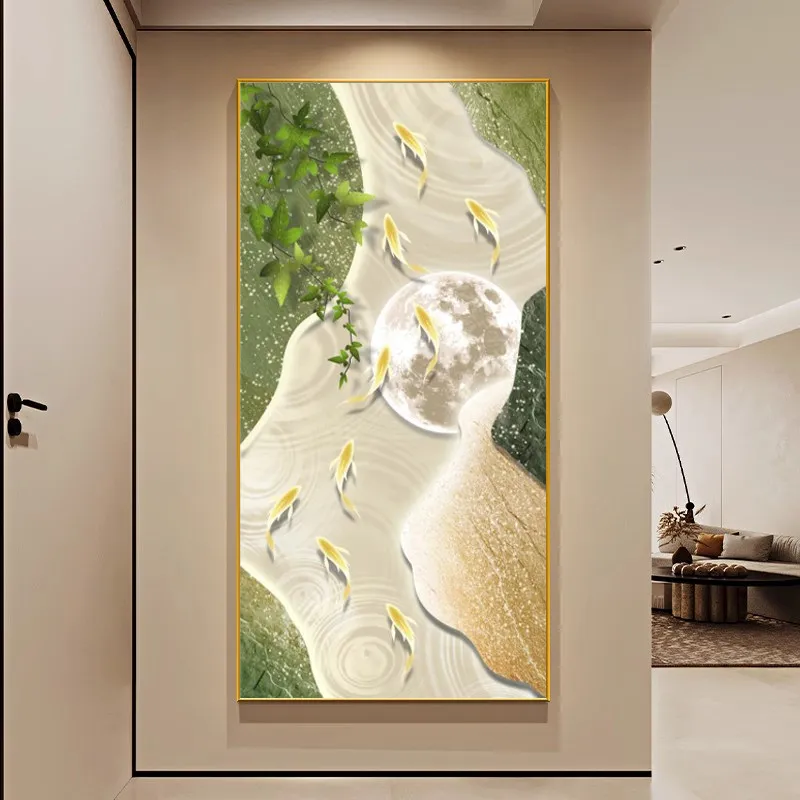 Light Luxury Entrance Decoration Lamp Painting Foyer Decoration Painting Door Wall Hanging Painting Corridor Vertical Version