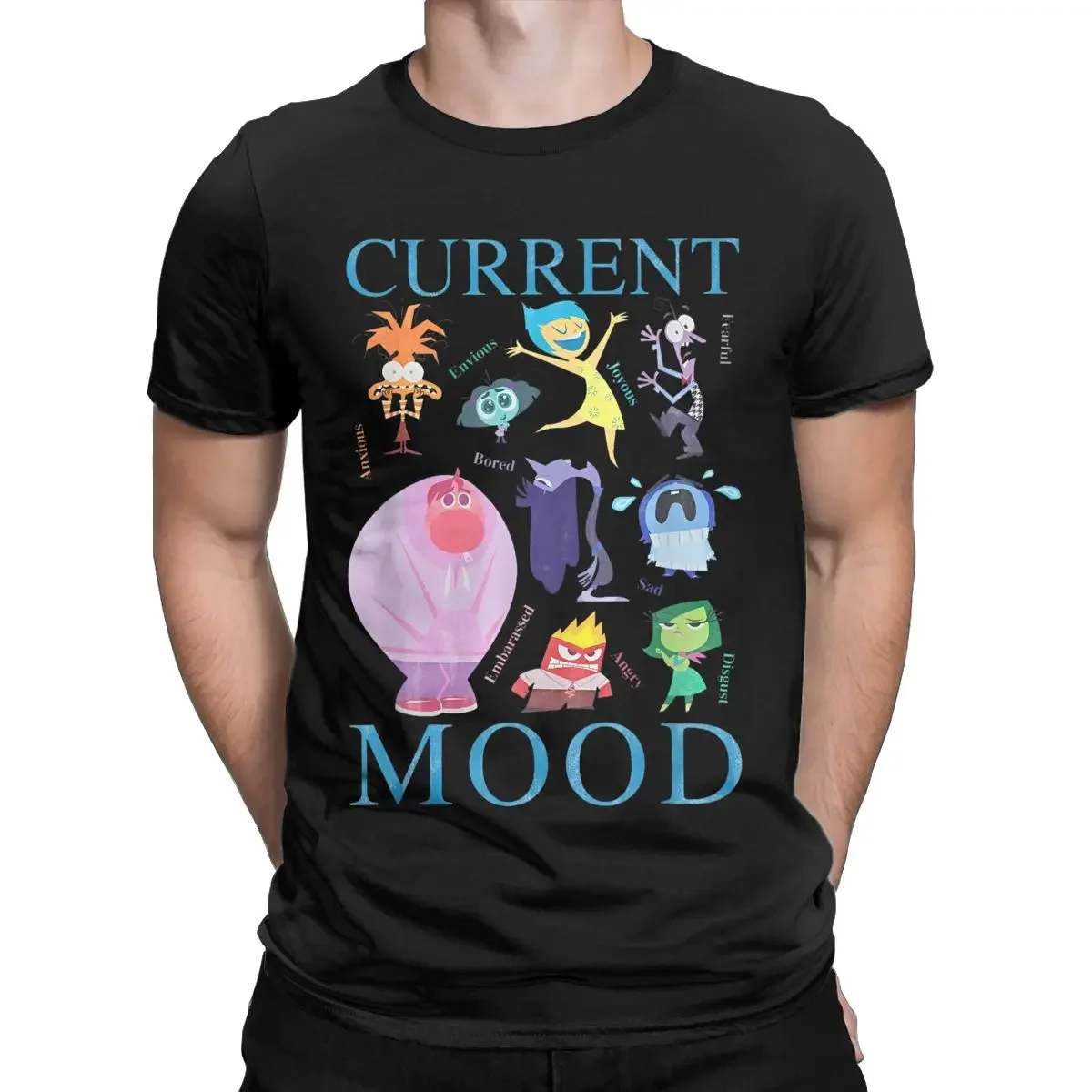 Insides Men T-Shirts Out 2 Current Mood Many Emotions Vintage 100% Cotton Tee Short Sleeve Cartoon Movie T Shirts Crewneck Print