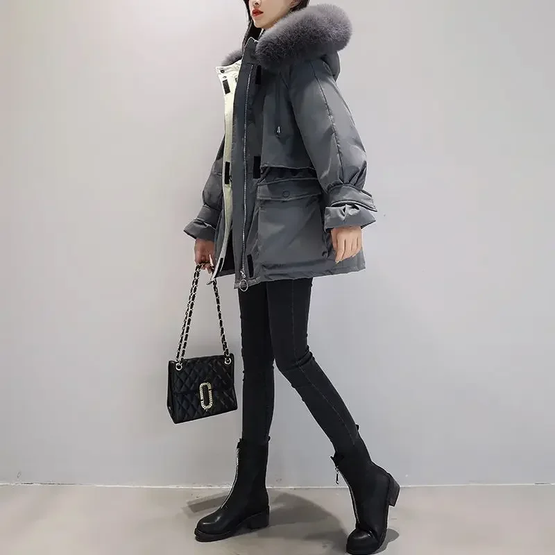 2025 hiver mode nouvelle doudoune pour femme trajet coupe-vent col en fourrure de renard doudoune