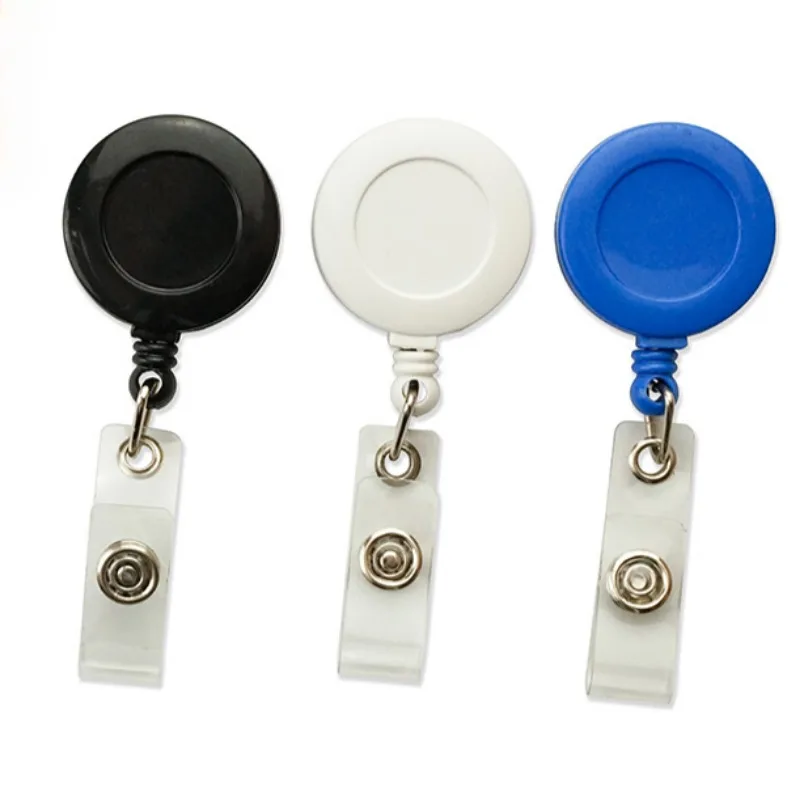 1pc Retractable Badge Reel Round Shape Working Permit Clip Easy Pull Pass Work Card Holder Clip for ID Tag