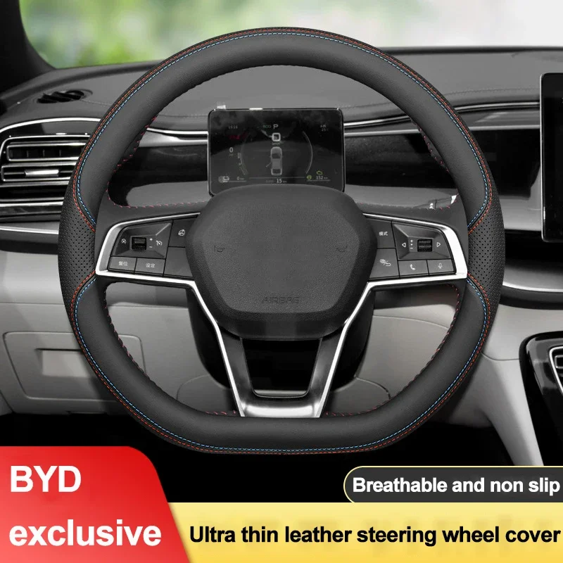 

High Quality Leather Car Steering Wheel Cover Wrap for BYD Qin Song Plus DM-i EV Pro Tang DM-i Braid On D Type Steering-Wheel