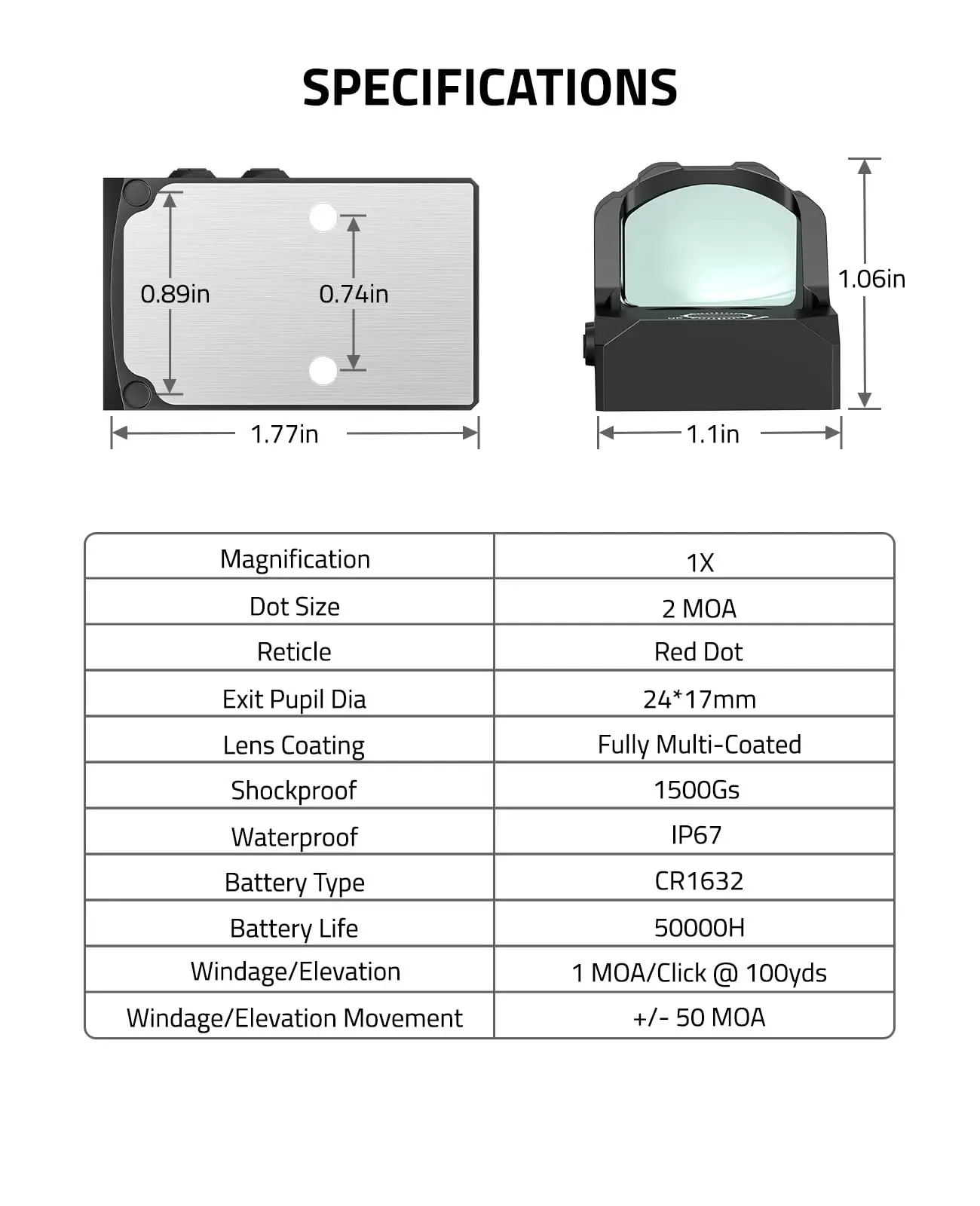 Imagem -03 - Visão Red Dot com Rmr Cut Motion Awake e Placa Adaptadora Mos Midten para Pistolas Wolfcovert Mini 2moa