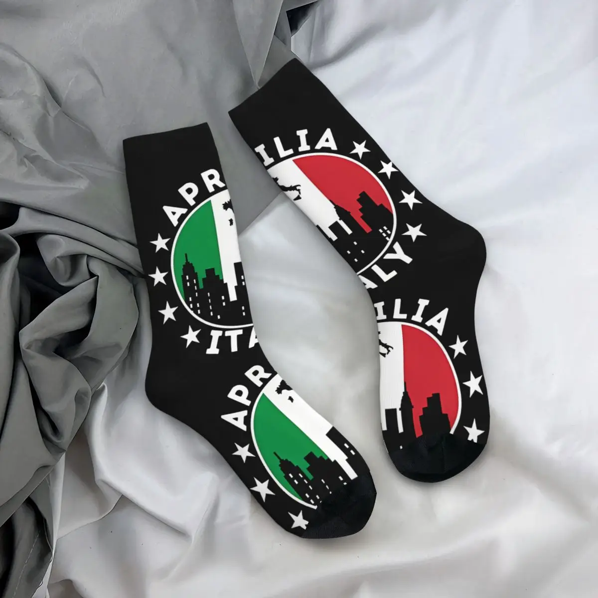 City Skyline Italian Men's Socks Vintage Harajuku Aprilia Street Style Novelty Casual Crew Sock