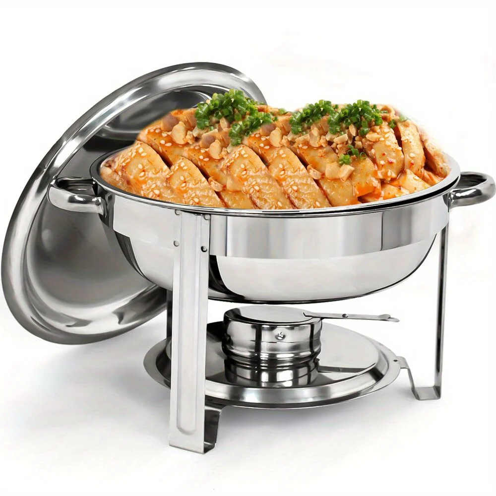 

5 Quart Round Chafing Dish Stainless Steel Full Size Tray Buffet Catering
