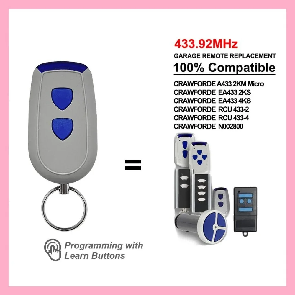 Garage Door Remote Control For Normstahl CRAWFORD EA433 2KM MICRO RCU433-2 RCU433-4 N002800 EA433 2KS / EA433 4KS remote Key