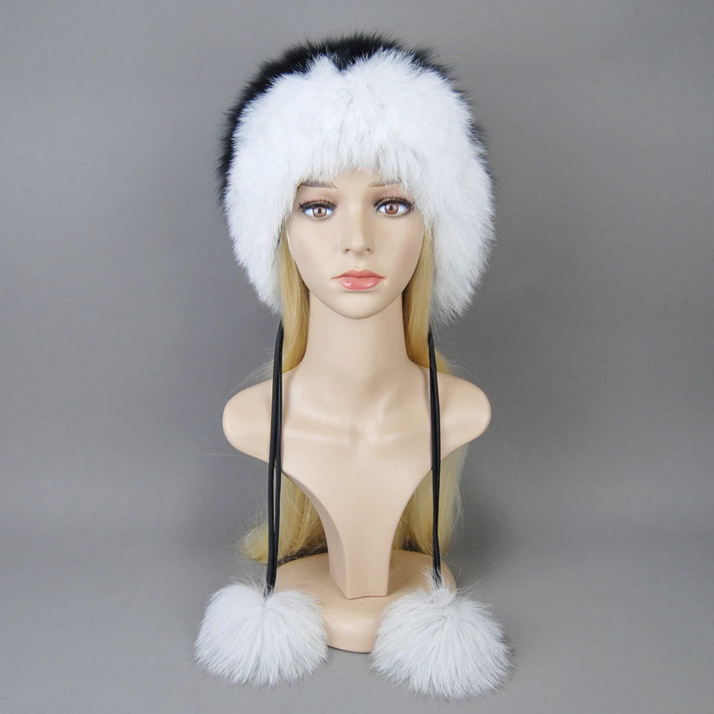 2025 Hot Sale Women Natural Fur Russian Ushanka Hats Winter Thick Warm 100% Real Fox Fur Hat Ears Fashion Bomber Hat