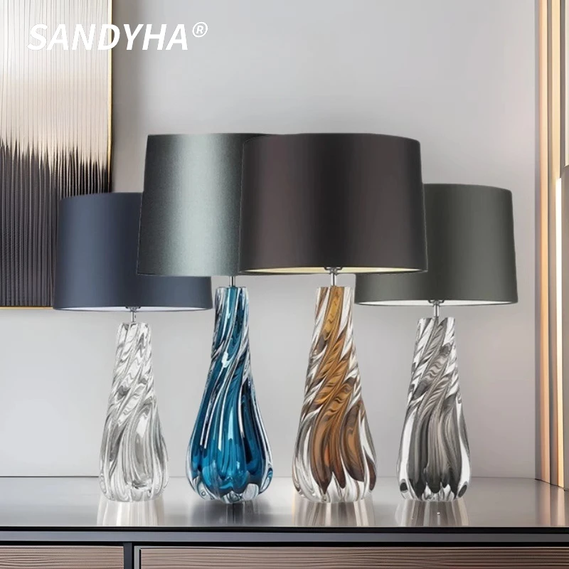 

SANDYHA Modern Minimalist Glass Table Lamp Creative LED Desk Lighting Fixture Bedroom Living Room Study Stylish Home Decor Decor