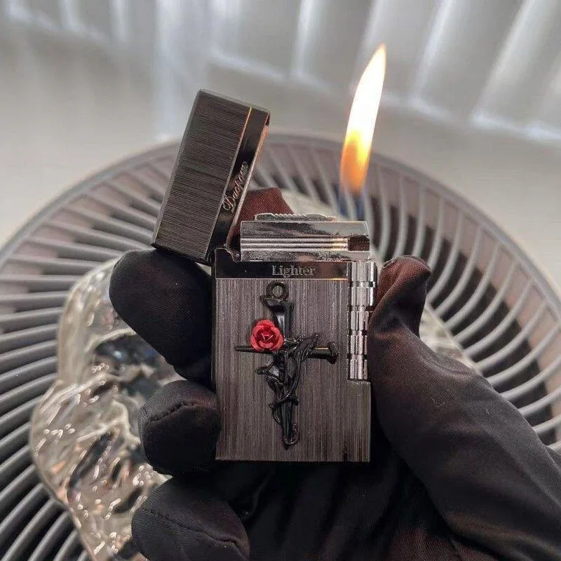 Original Handmade Jingci Rose Lighter with Loud Sound, Windproof Grinding Wheel, Direct Charge, Creative Girlfriend Gift