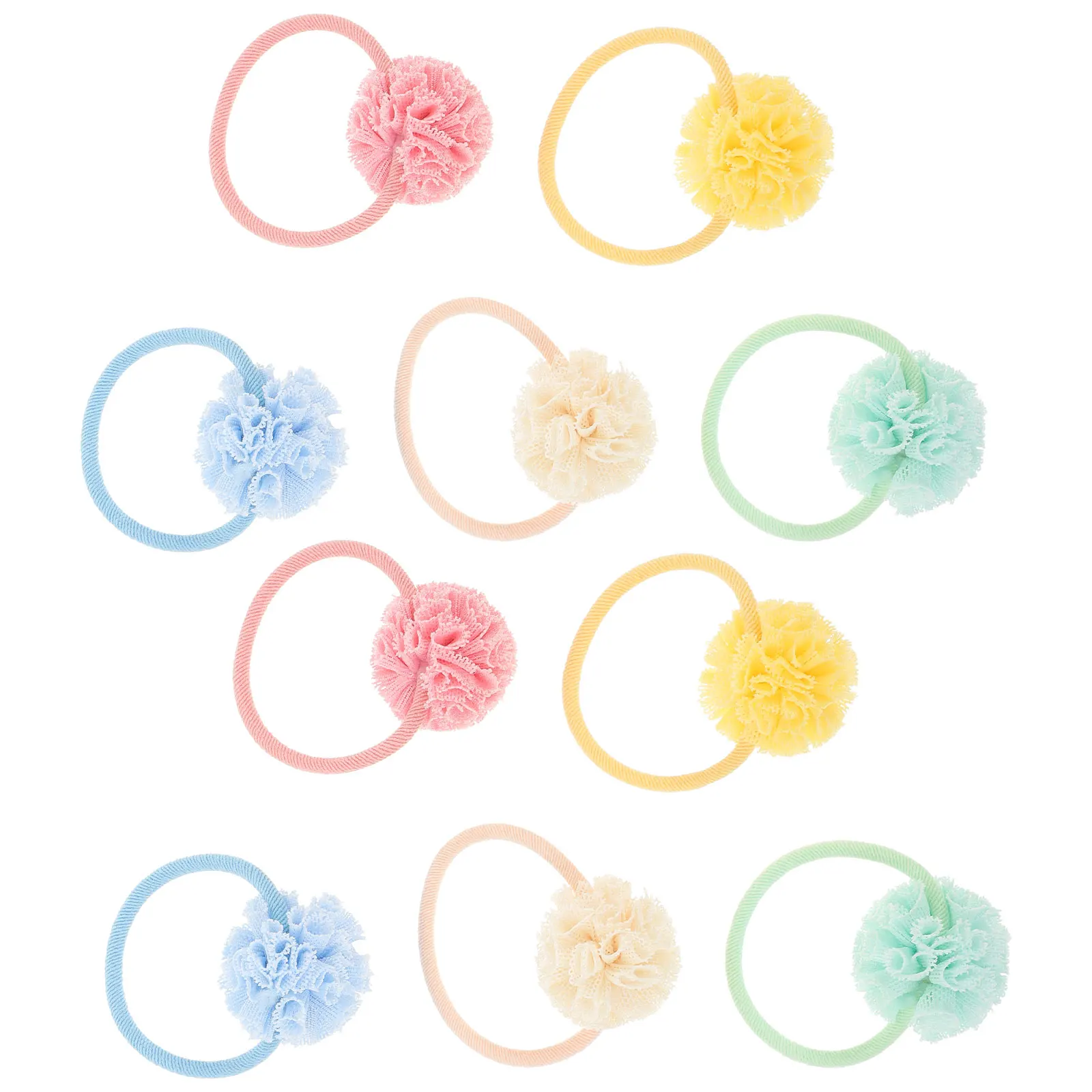 

10pcs Children Ties Colorful Soft Durable 5Pairs Blue Pink Beige Green Yellow Girls Hair Accessories Ponytail Holders Hair