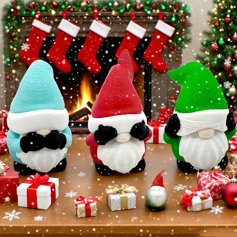 3D Stereoscopic Printed Christmas Dwarf Statue Ornaments, Christmas Atmosphere Decorations, Office Decorations, Christmas Gifts