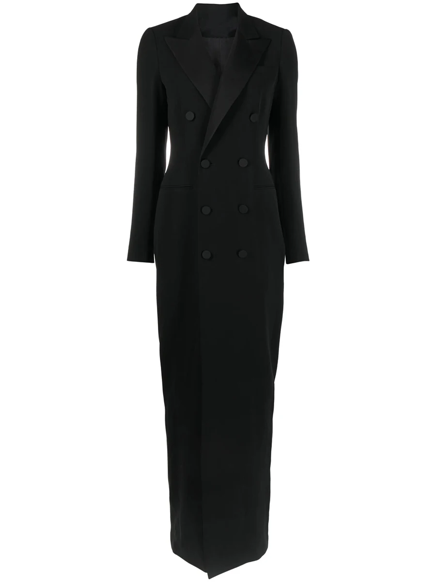 TWOTWINSTYLE الصلبة تقسم مزدوجة الصدر بليزرات طويلة للنساء التلبيب طويلة الأكمام تونك الحد الأدنى السترة الملابس النسائية جديد