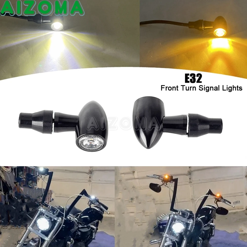 

E32 Front LED Turn Signal Light Universal Motorcycle 8mm Mini Bullet Lamp For Harley Honda Suzuki Yamaha Kawasaki Custom Chopper