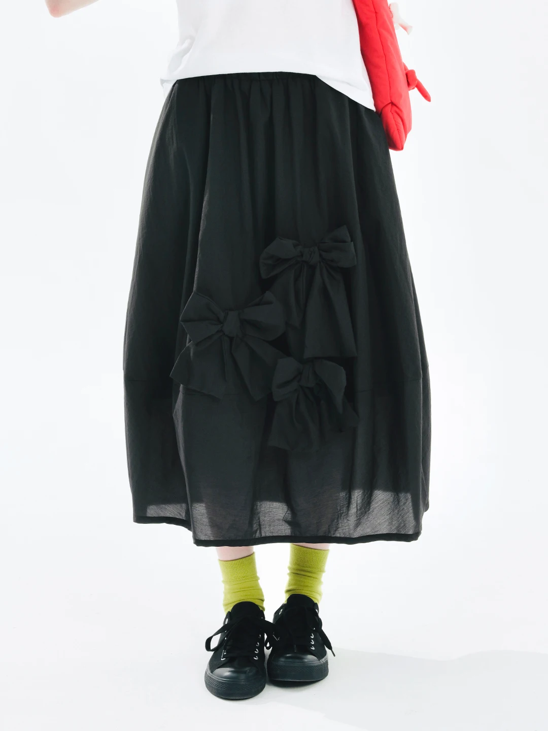 IMAKOKONI Original Design Black Bow Half length Skirt for women 244696