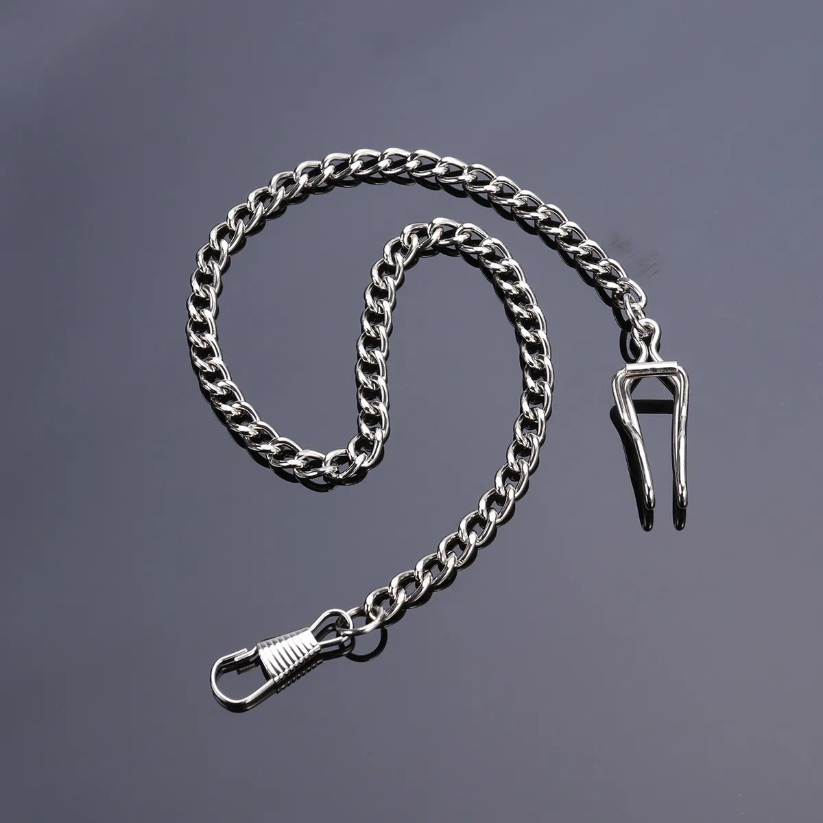 High Quality Silver Plated Pocket Watch Chain Heavy Duty Lobster Claw Attachment Sturdy Build Shiny Finish Perfect for Daily