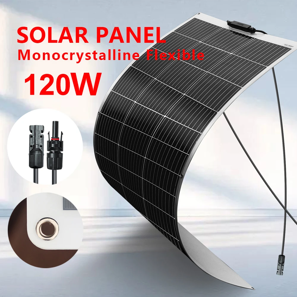 Flexible Solar Panel 120W 12V 240W balcony power panneau solaire for Motorhomes Campers, Vans, Boats and Other Uneven Surfaces