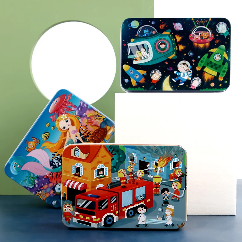 100 ชิ้นจิ๊กซอว์ไม้สําหรับเด็ก - การ์ตูนสัตว์ยานพาหนะธีม Early การศึกษาเกมเด็กของขวัญของเล่น